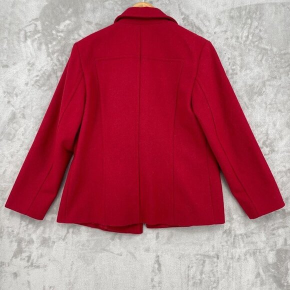 Pendleton Red Merino Wool Double Breasted Pea Coat Jacket Collared - Picture 6 of 8